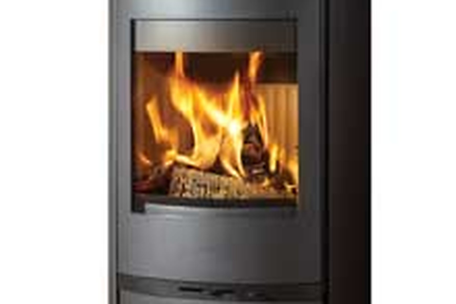 A Lotus Jubilee 35 steel wood burning stove, Danish design, on display in Kent